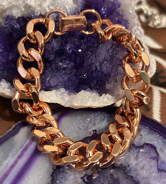 Solid Copper Heavy Cuban Link Bracelet