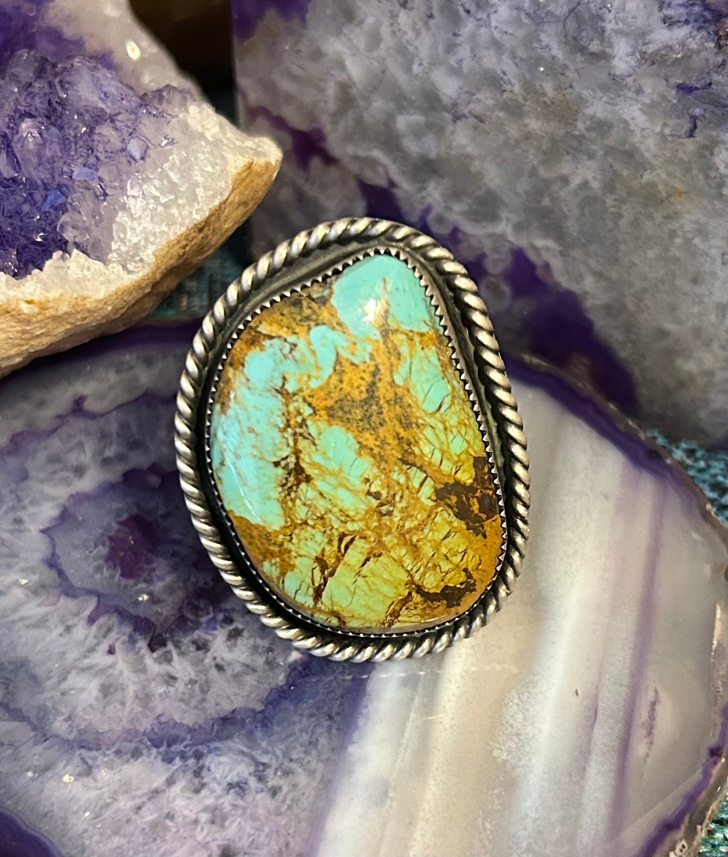 GUZ LOVE NO.85 • Sterling Silver & Large Turquoise Ring • Adj 6.5-7.5