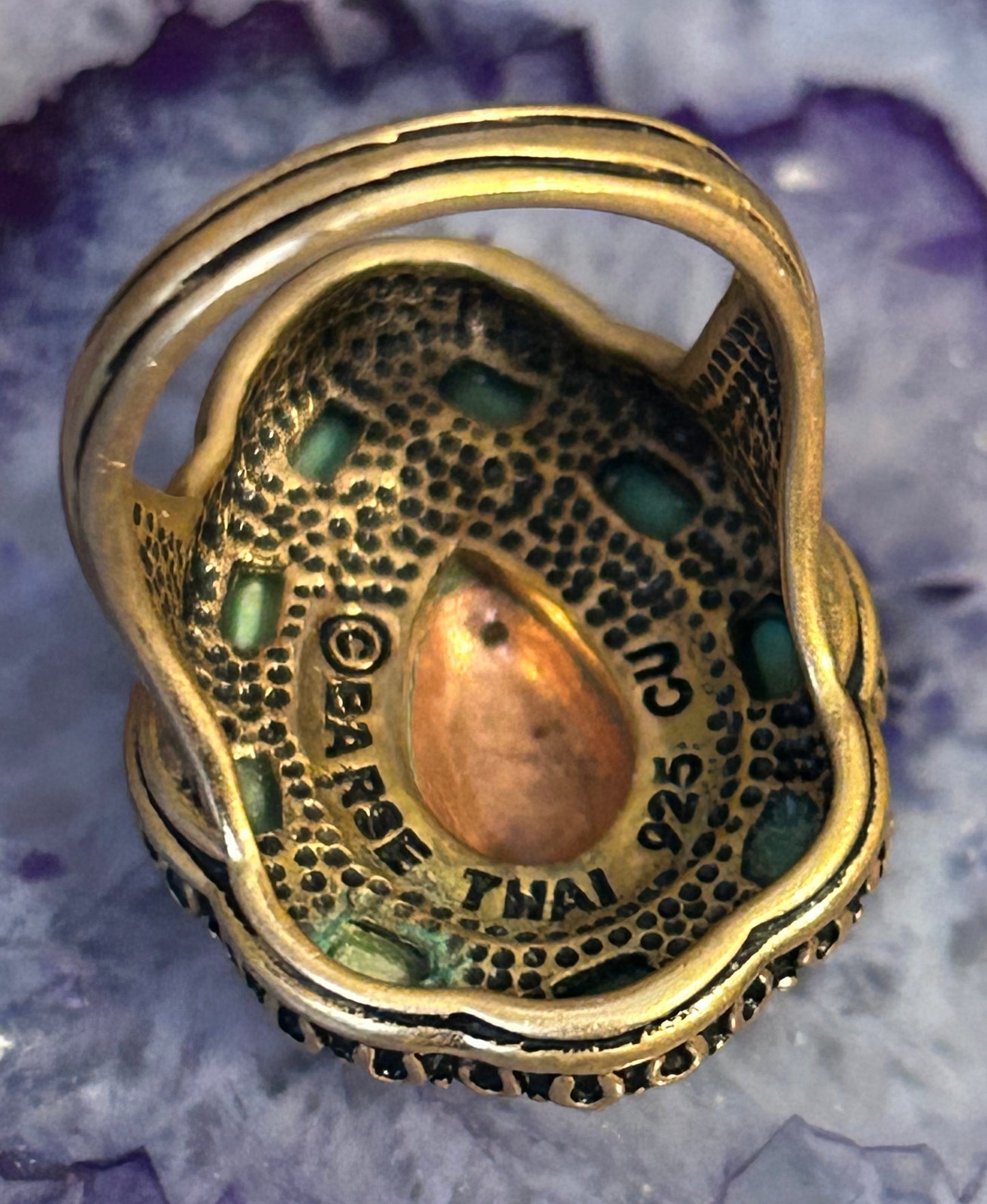 Vintage Barse Sterling Silver And Copper Mixed Metal Ring With Turquoise • Size 8