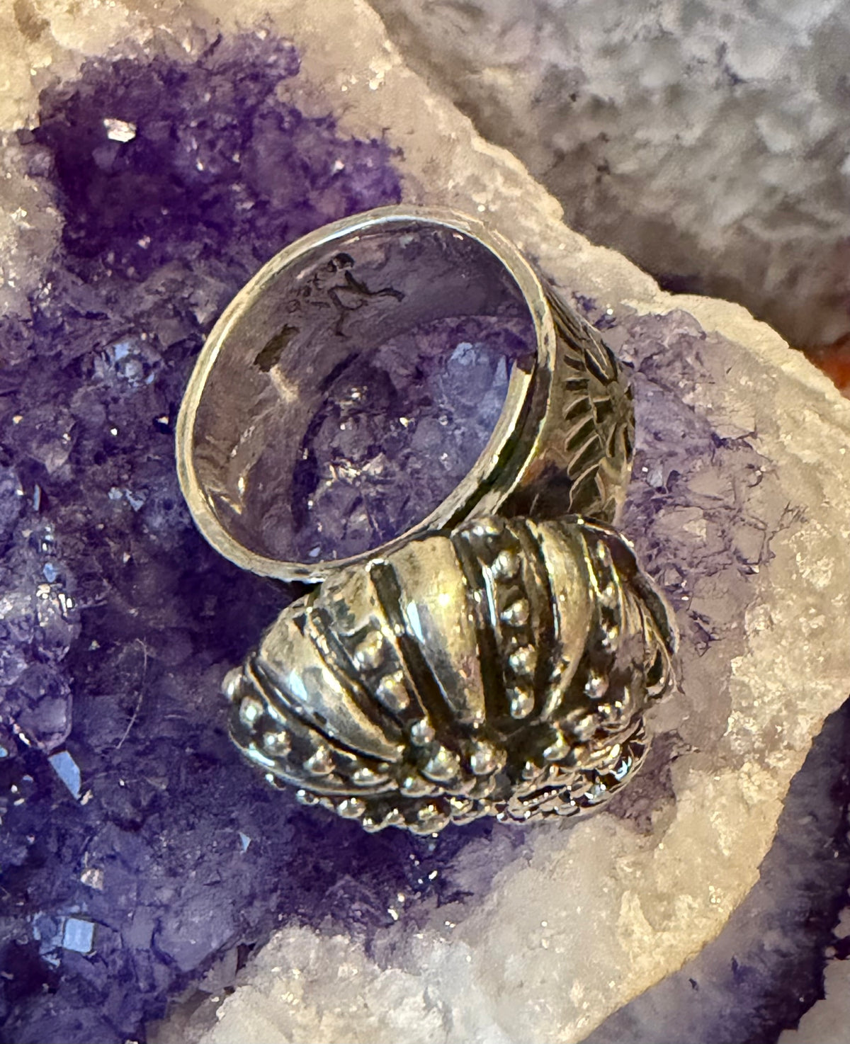 Sterling Silver Modern Taxco Mexico Chunky Sugar Skull Ring