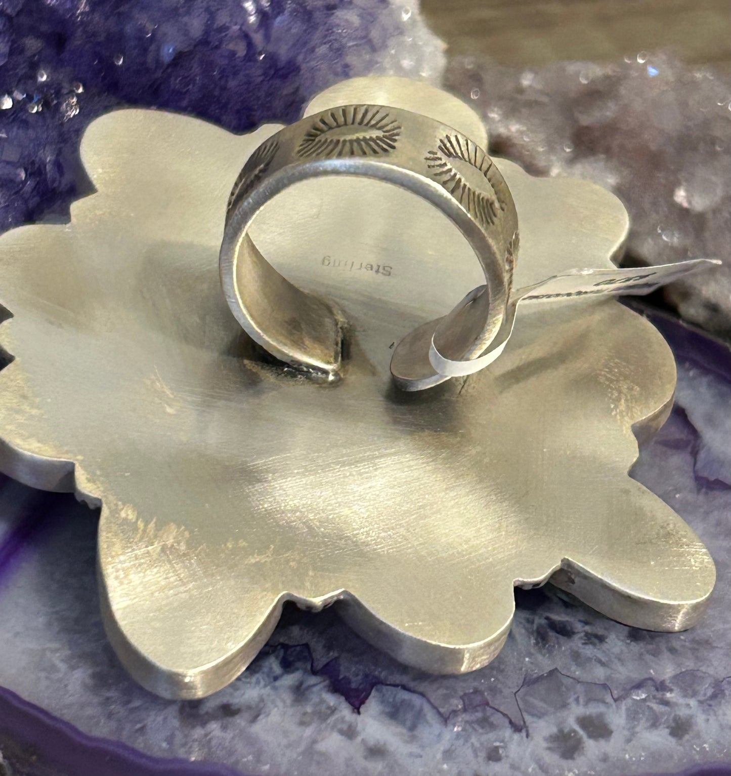 Sterling Silver & Natural Hubei Turquoise Large Multi-Stone Statement Ring Adjustable