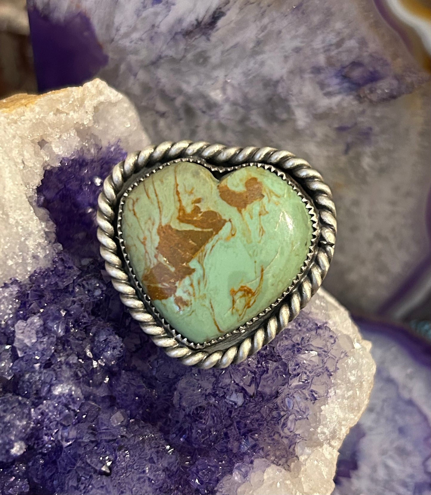 GUZ LOVE NO.86 • Sterling Silver & Large Turquoise Heart Ring Size 5-7