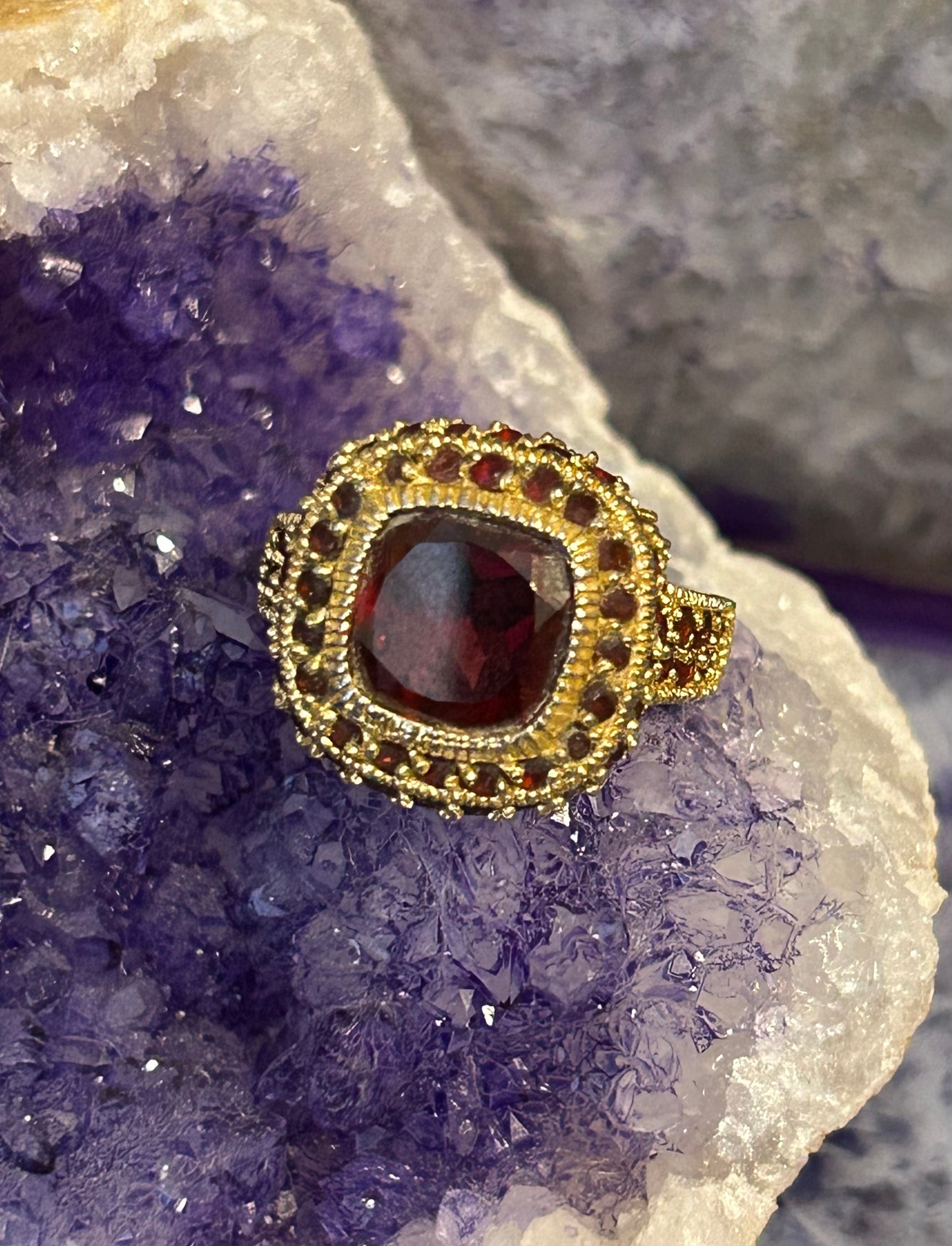 Vintage Gold Vermeil Over Sterling Silver Byzantine Style Ring • Size 8