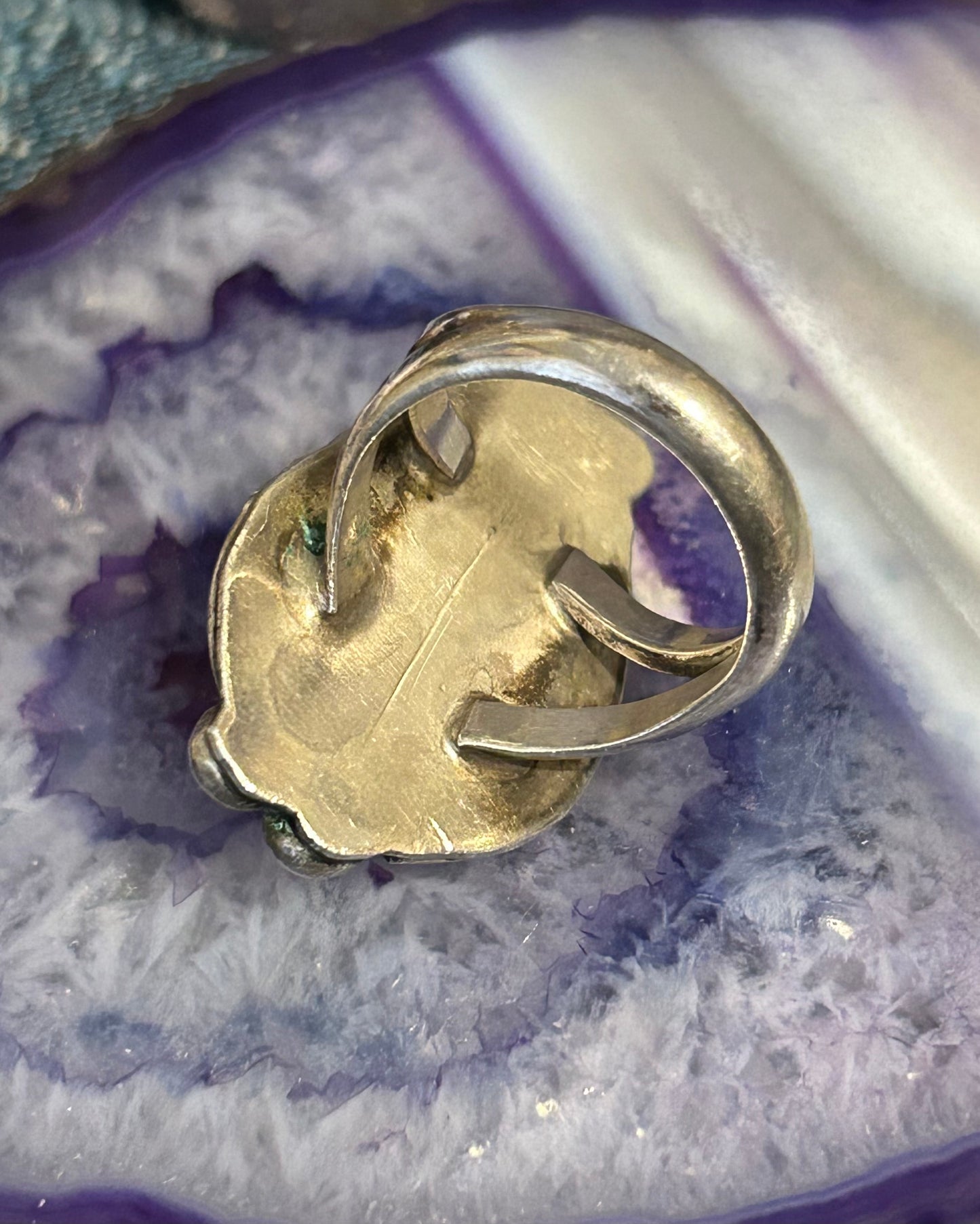 Vintage Sterling Silver Natural Turquoise Ring • Size 7.25