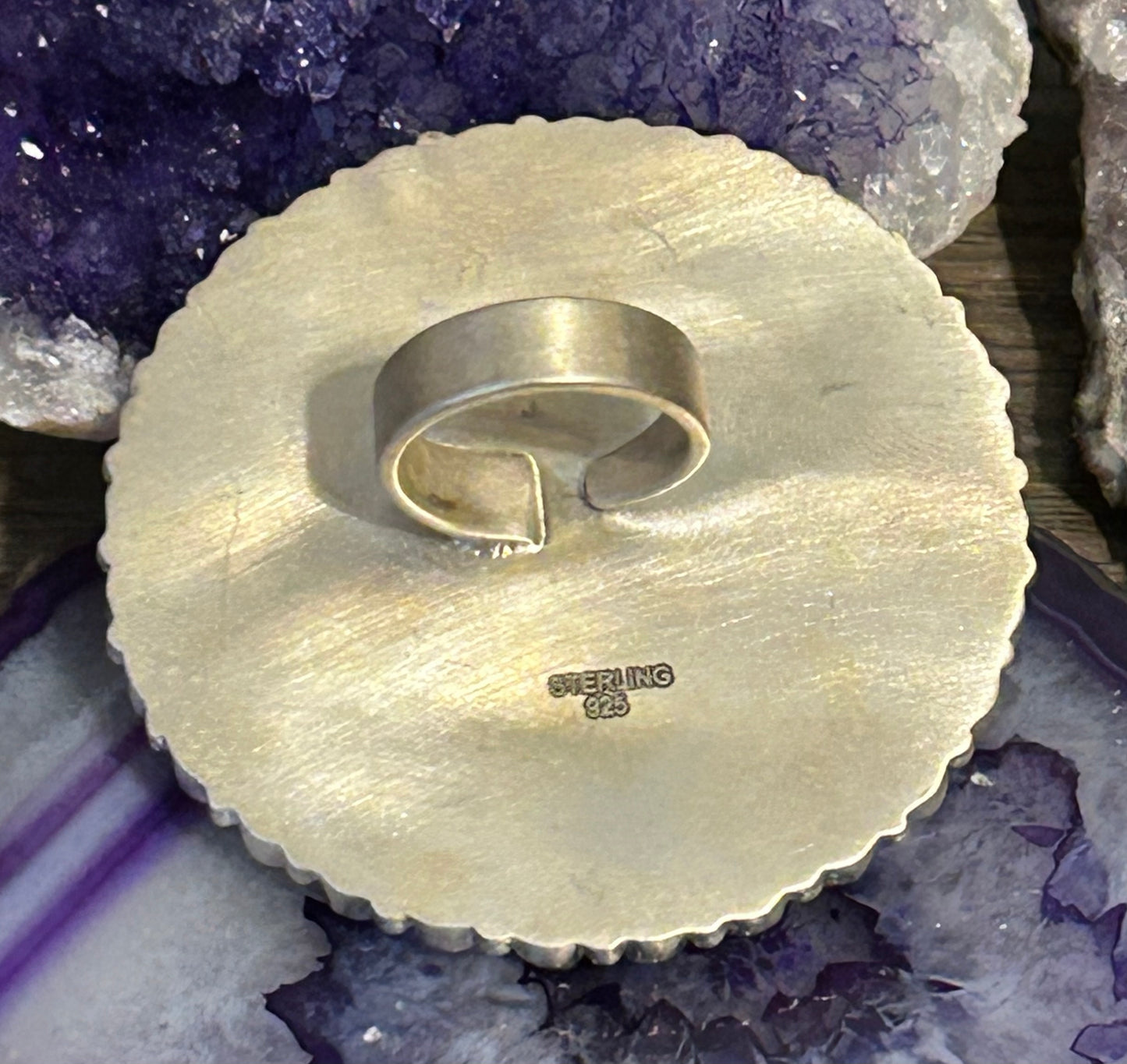 Sterling Silver & Multi-stone Turquoise Large Statement Adjustable Round Ring