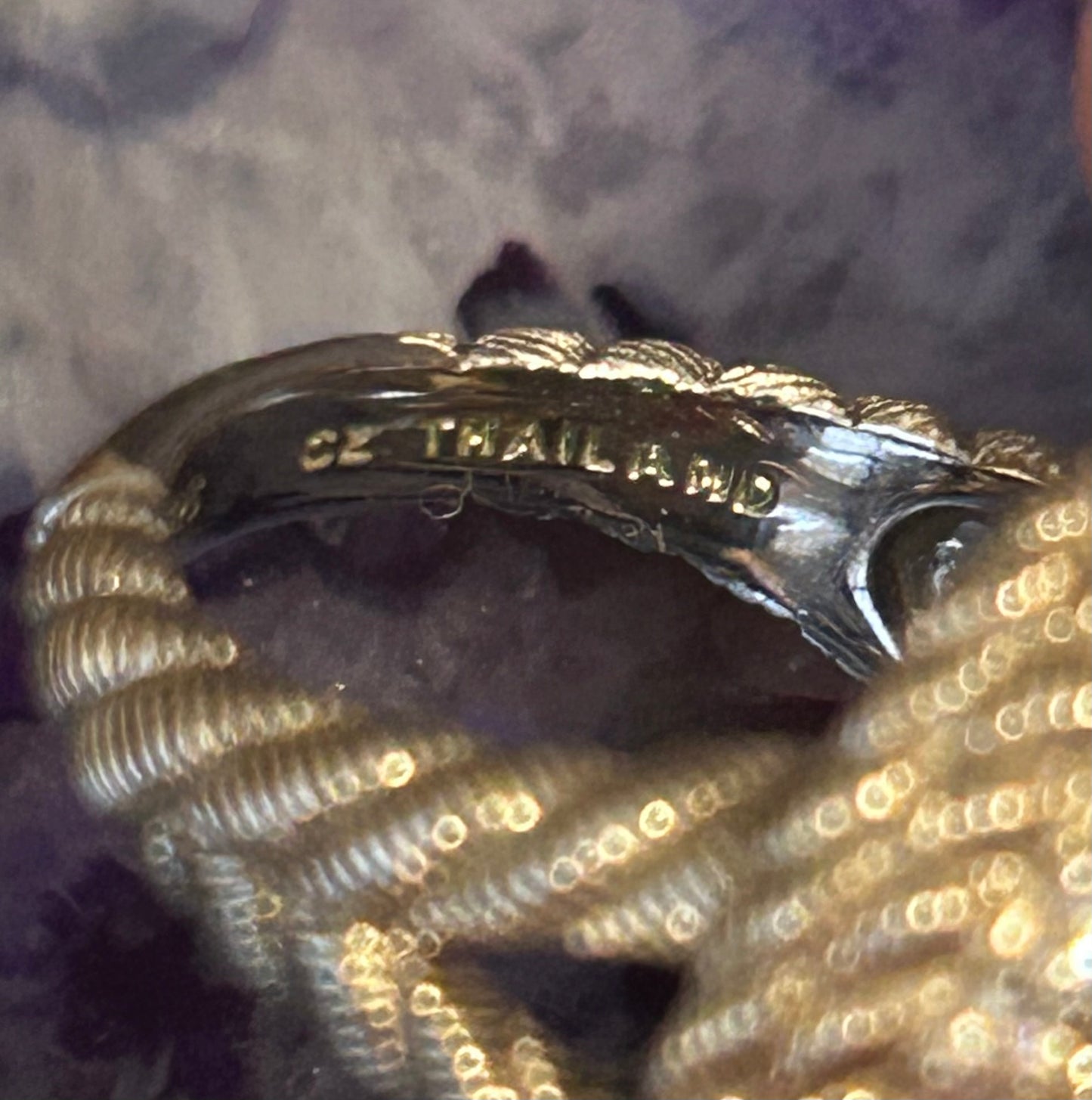 Judith Ripka Sterling Silver Chunky Purple CZ Rope Swirl Ring • Size 5