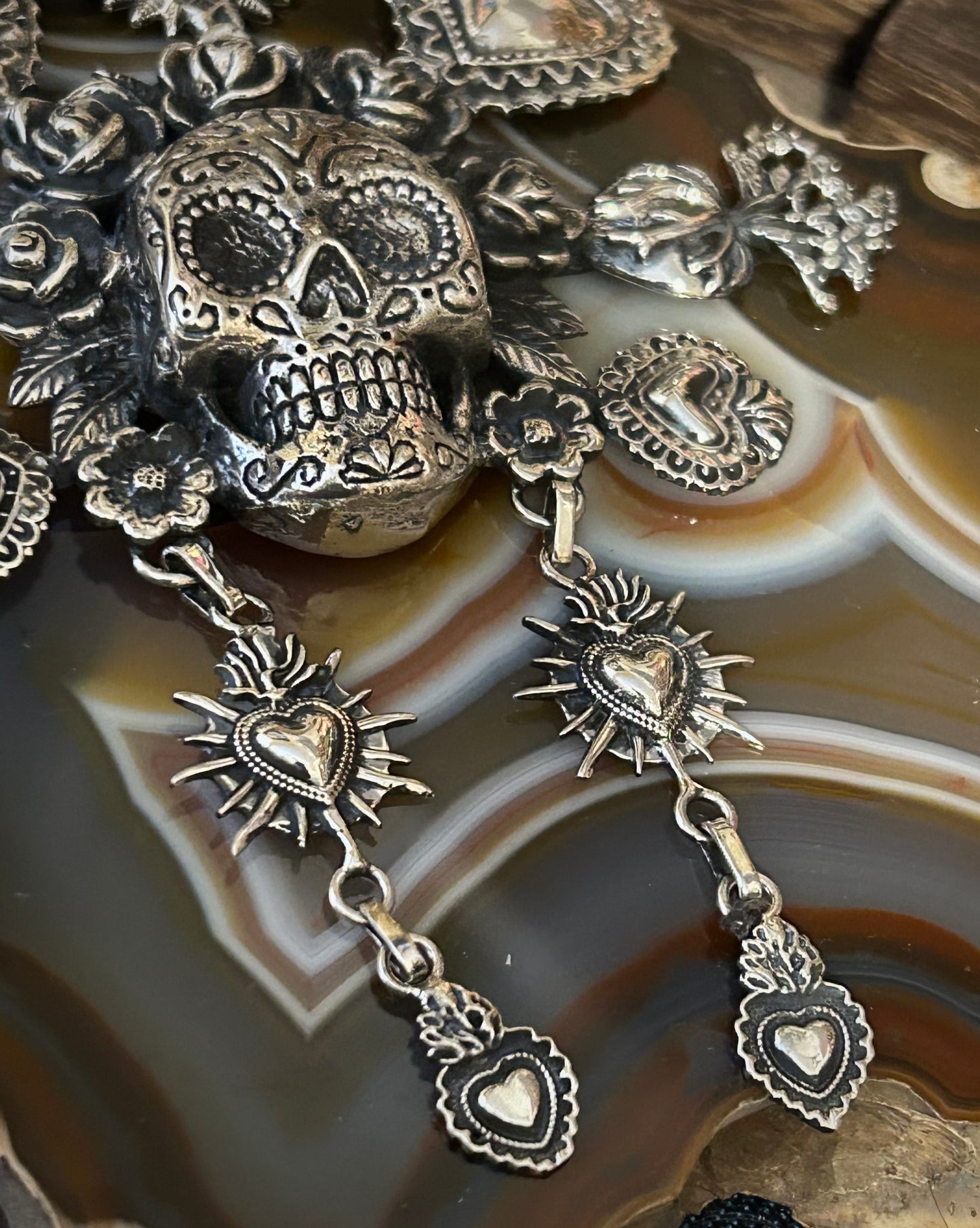 Sterling Silver Taxco Mexico HUGE Catrina Pendant