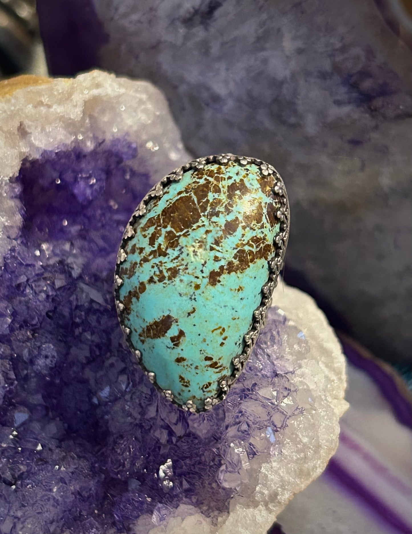 GUZ LOVE NO.90 • Large Turquoise & Sterling Ring Size 6-7