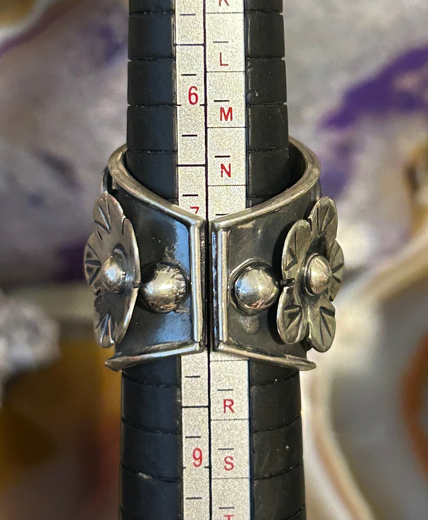 Sterling Silver Taxco Mexico Handmade Jaguar/Cheetah & Flowers Ring Adjustable