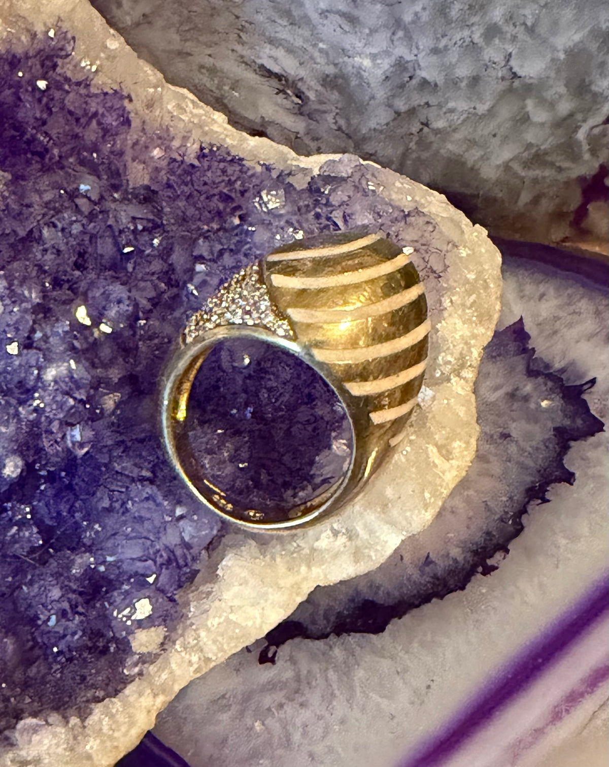 Vintage Estate Gold Over Sterling Silver Abstract Ring • Size 5