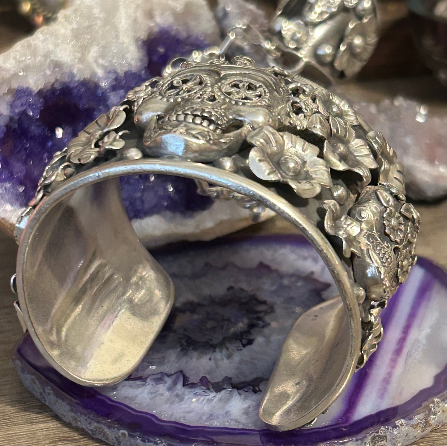 GuzFurbished x Taxco Sterling Silver Day of the Dead Hand-harness Bracelet Set