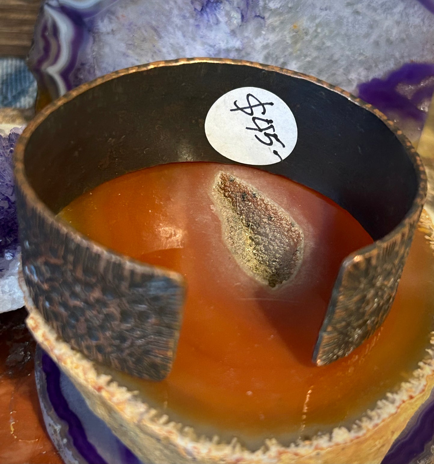 Handmade Brutalist Copper Oxidized Cuff Bracelet by Mark