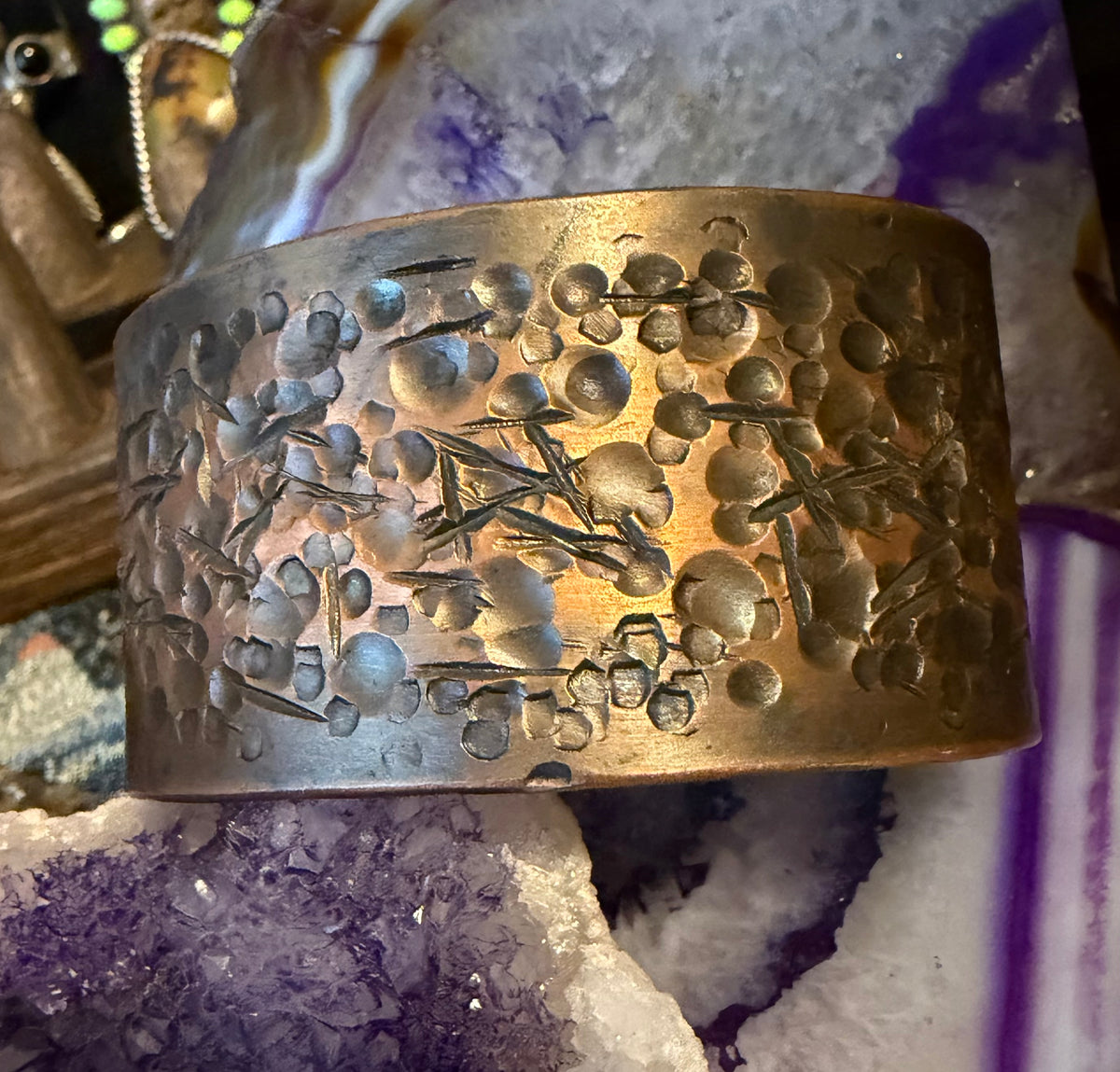 Handmade Brutalist Hammered Pure Copper Oxidized Cuff Bracelet by Mark