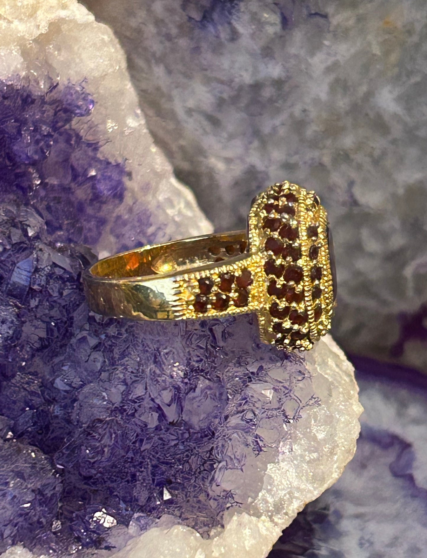 Vintage Gold Vermeil Over Sterling Silver Byzantine Style Ring • Size 8