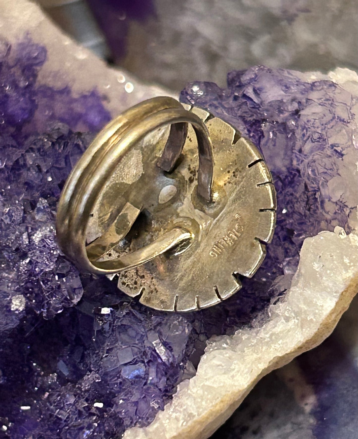 Sterling Silver Oval Natural Turquoise Ring • Size 7