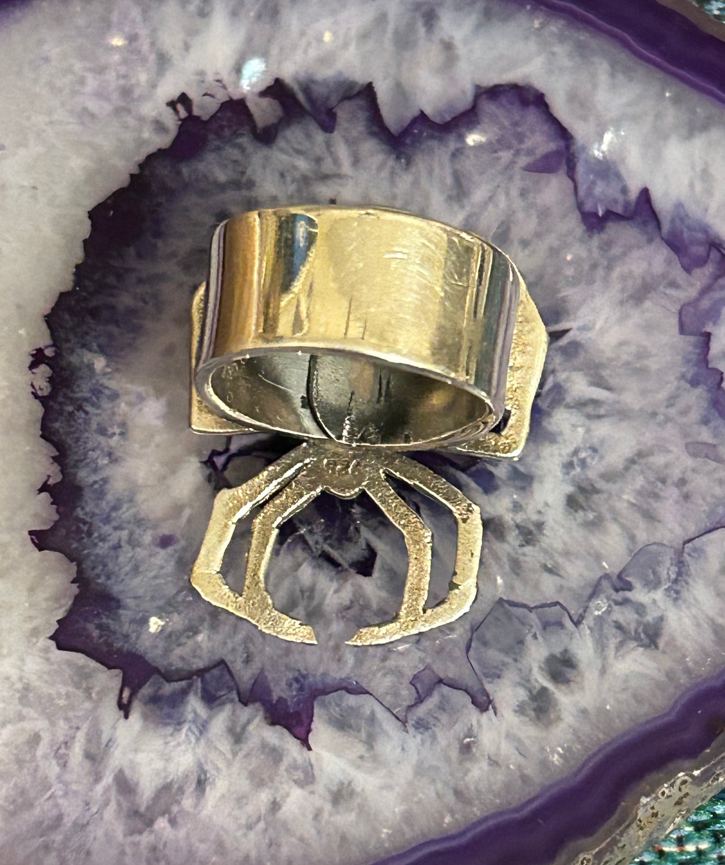 Sterling Silver Taxco Mexico Spider Ring With Roysten Turquoise Adjustable