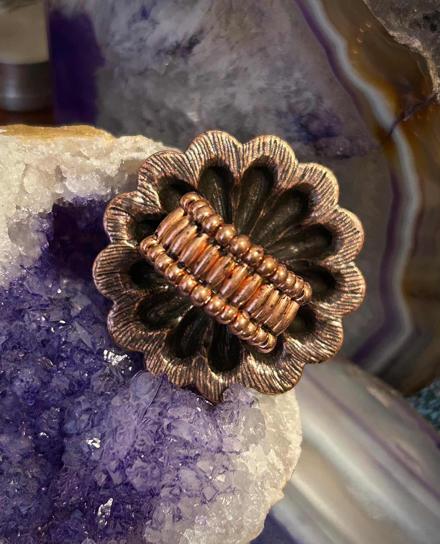 Copper Large Concho Stretch Ring