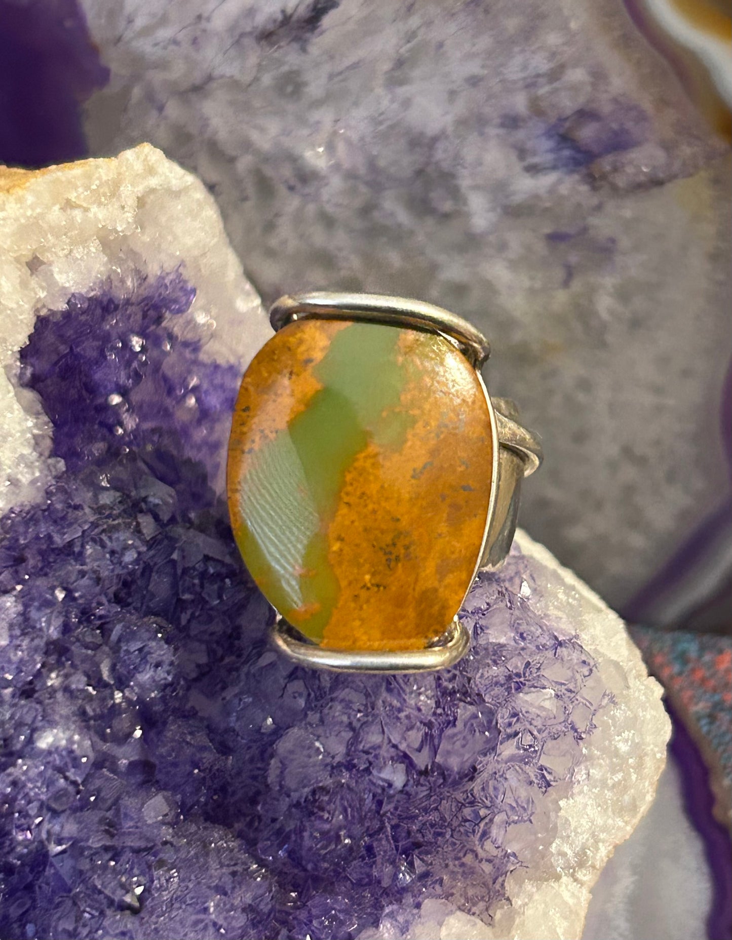 Lilly Barrack Sterling Silver Vintage Turquoise Modernist Ring Size 7
