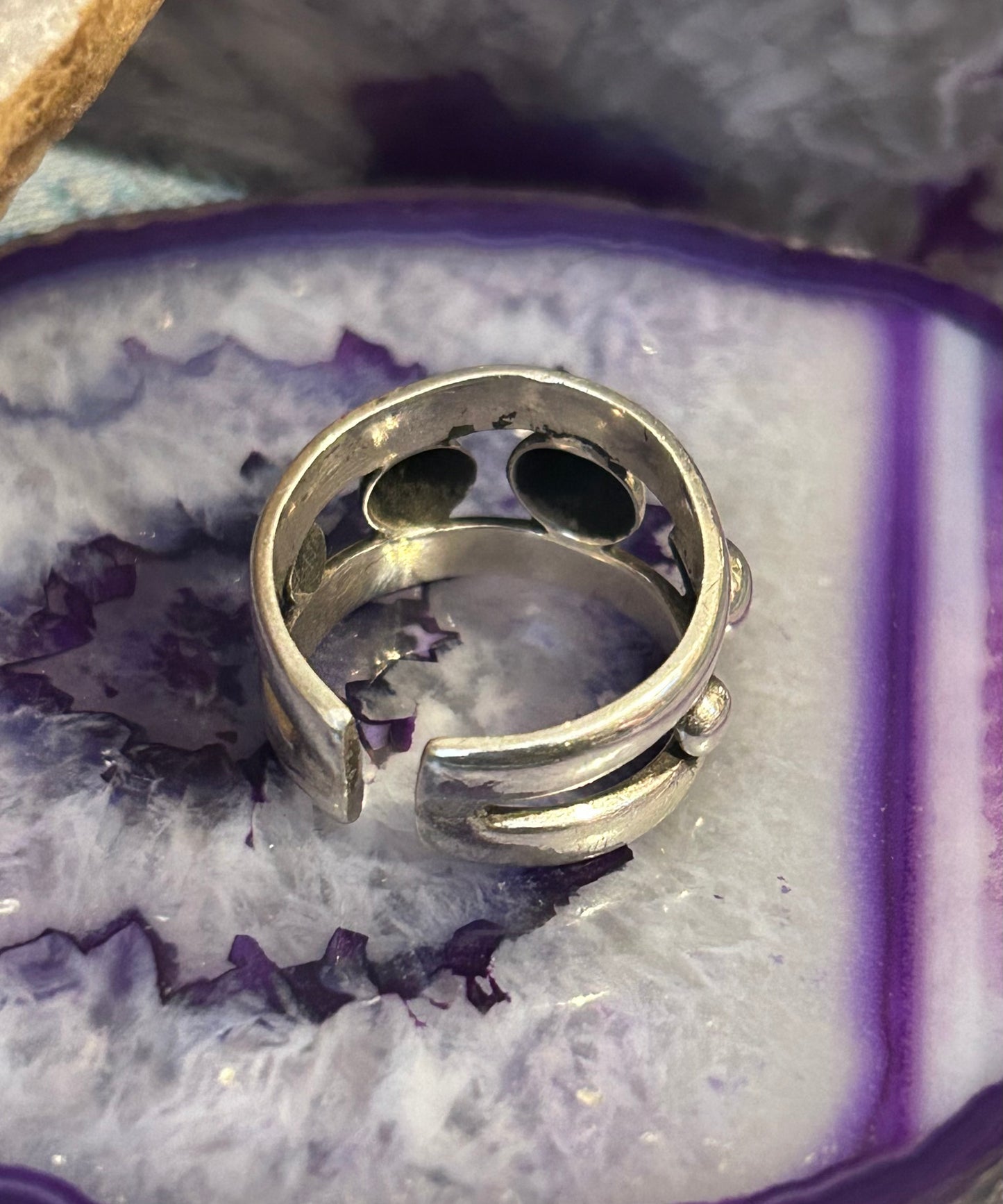 Sterling Silver Wide Ball Modernist Band Ring Size 8-10