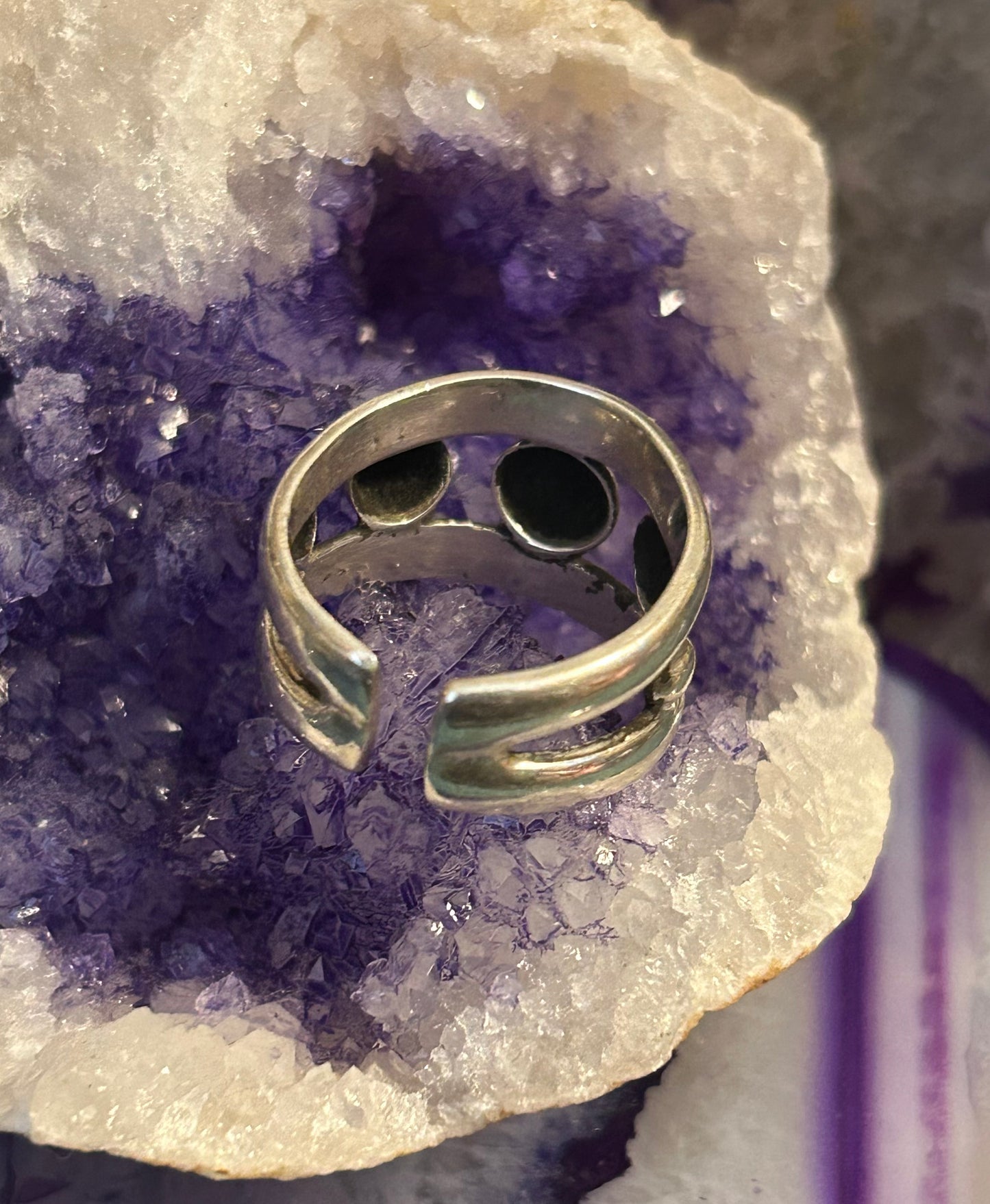Sterling Silver Wide Ball Modernist Band Ring Size 8-10