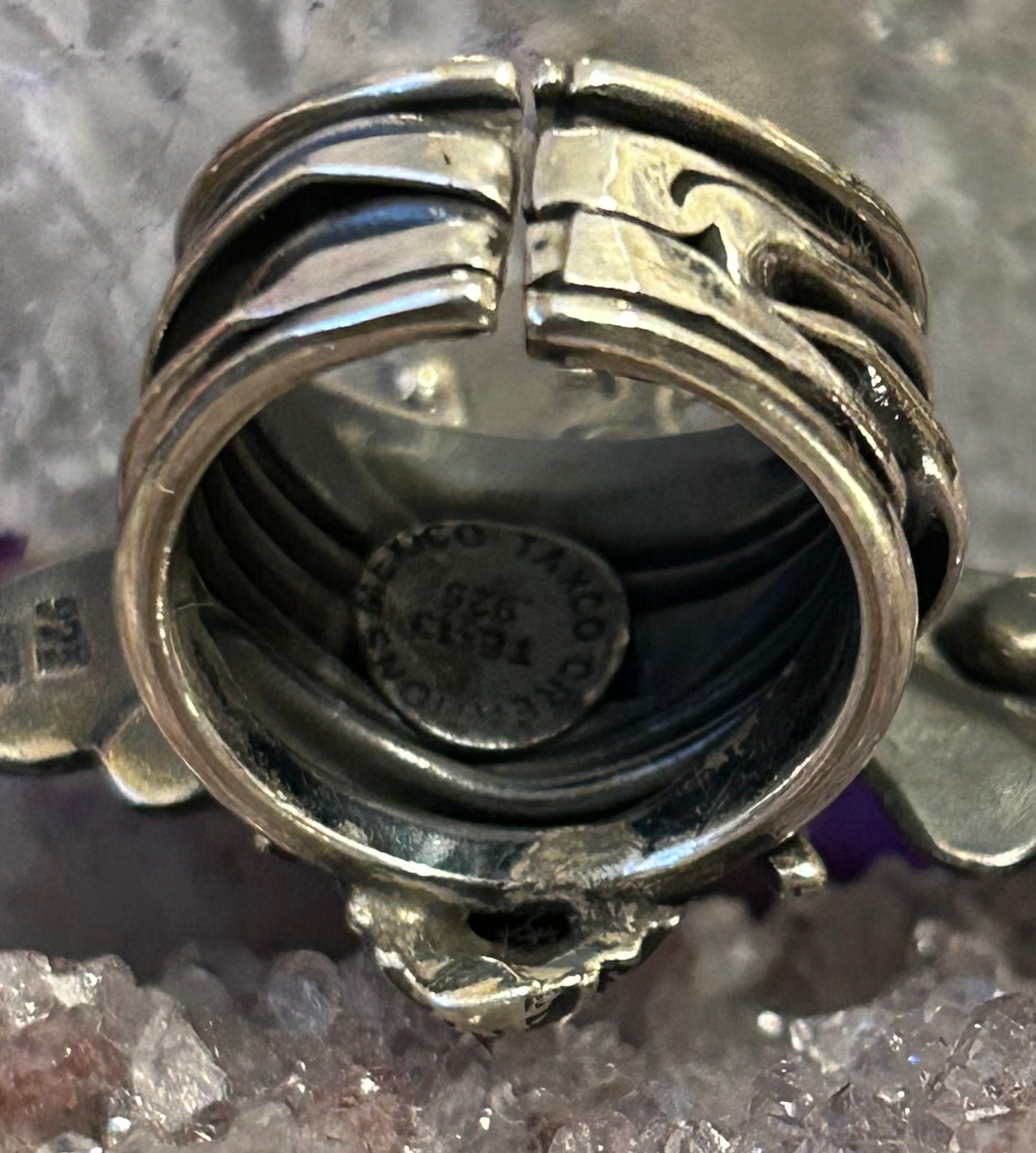 Sterling Silver Taxco Mexico Handmade Bee Insect Wide Band Ring Size 7-8.5