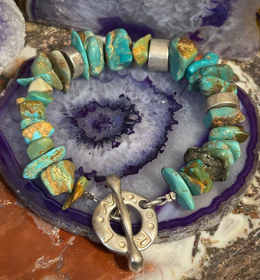 Sterling Silver RLM Robert Lee Morris Turquoise & Silver Toggle Bracelet