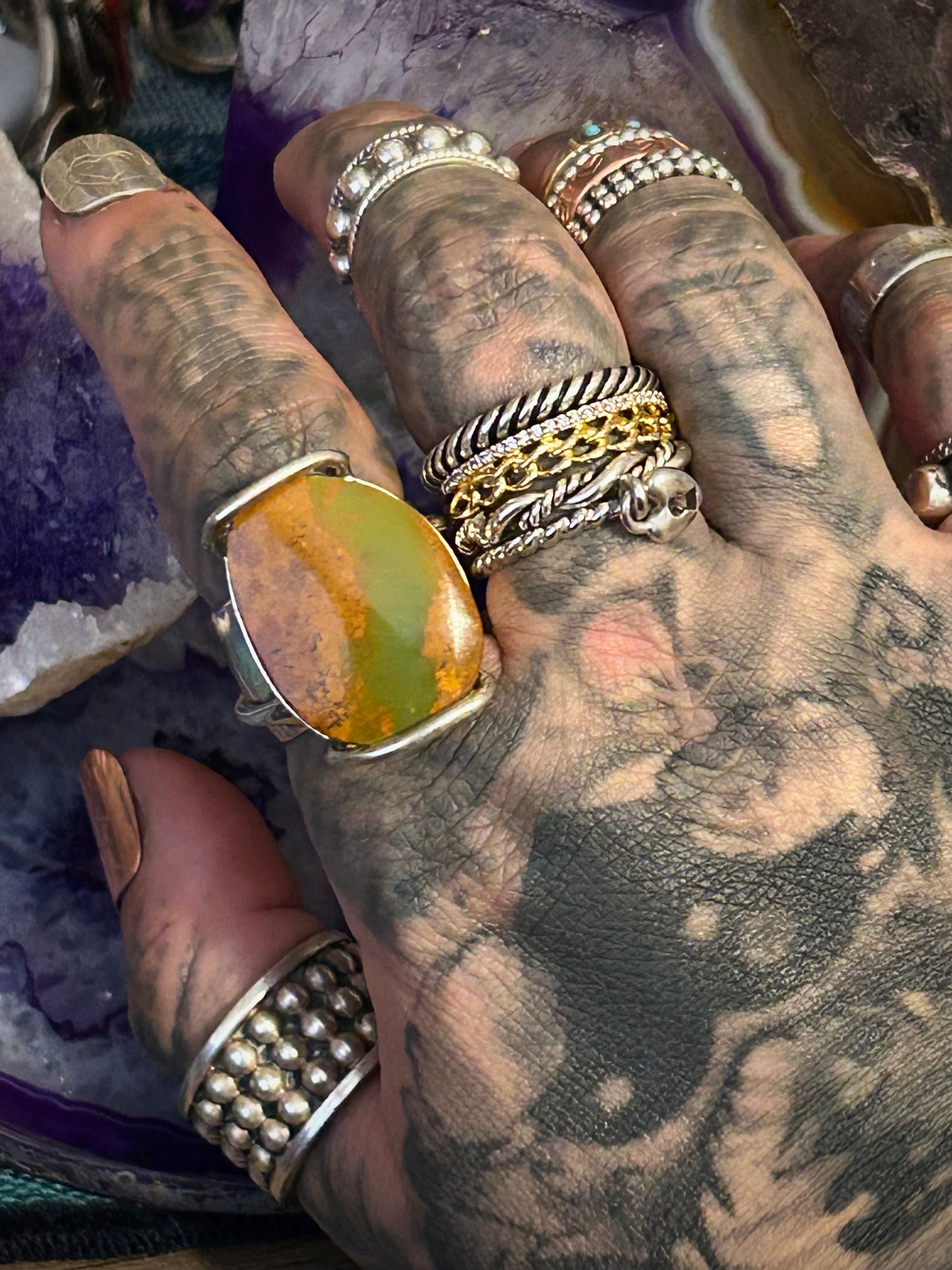 Lilly Barrack Sterling Silver Vintage Turquoise Modernist Ring Size 7