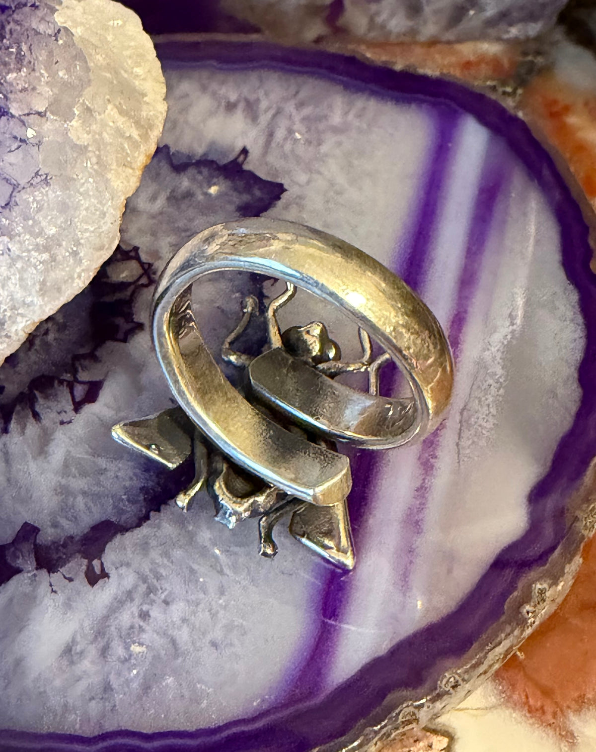 Sterling Silver Modern Taxco Mexico Adjustable Fly Insect Ring