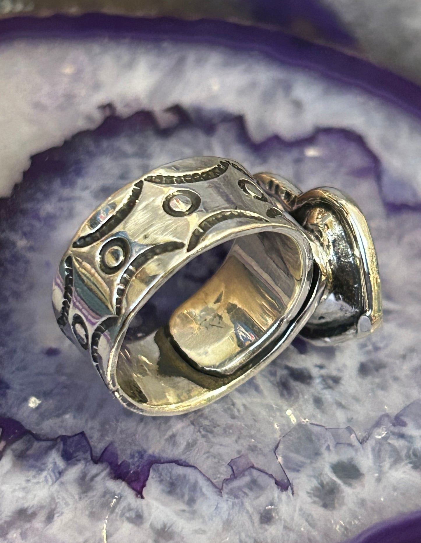 Sterling Silver Modern Taxco Mexico “Key To My Heart” Ring Adjustable