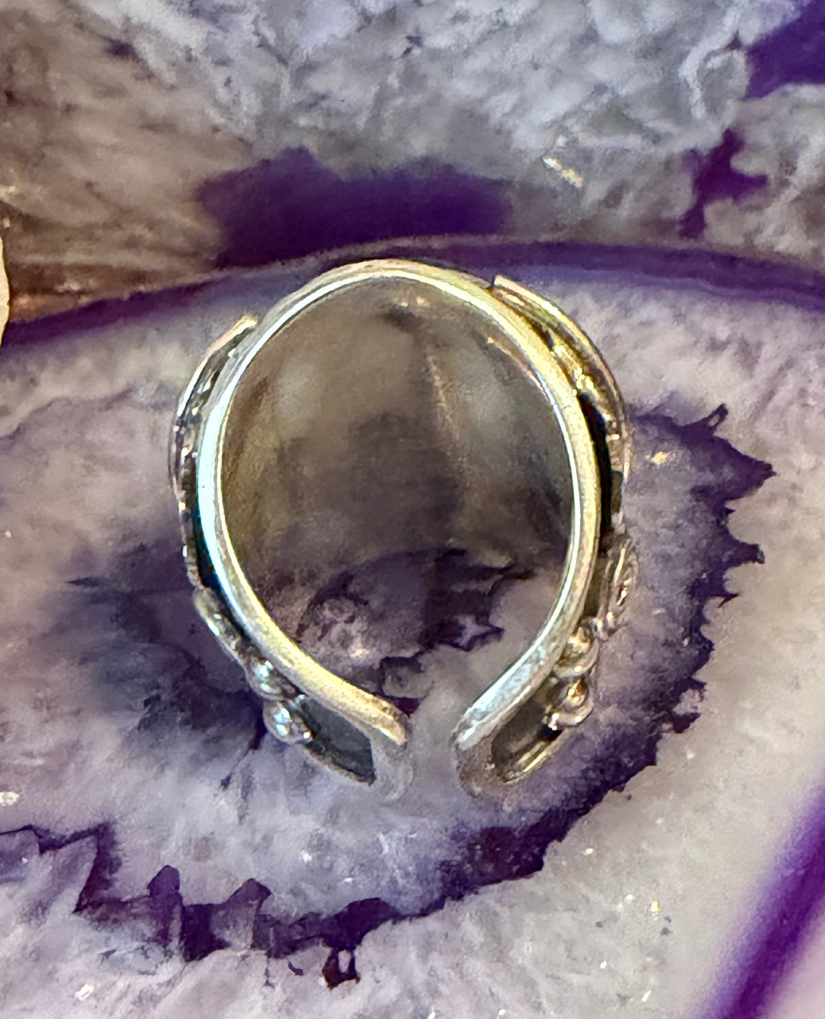 Sterling Silver Modern Taxco Mexico Black Onyx Wide Leaf Ring Size 4-6.5