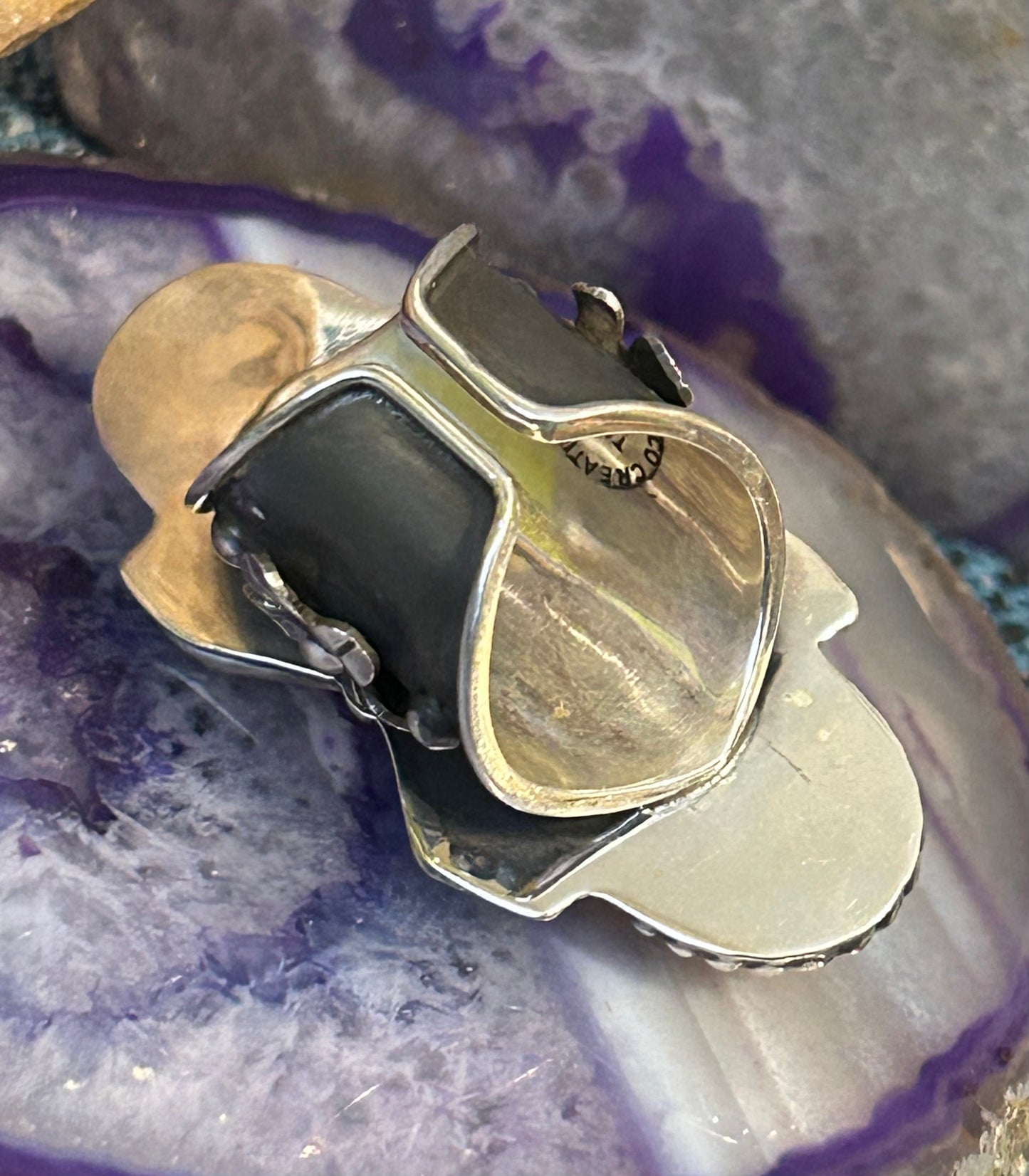 Sterling Silver Taxco Mexico Statement Ring w/ Pink & Red Natural Stones • Size 5-6