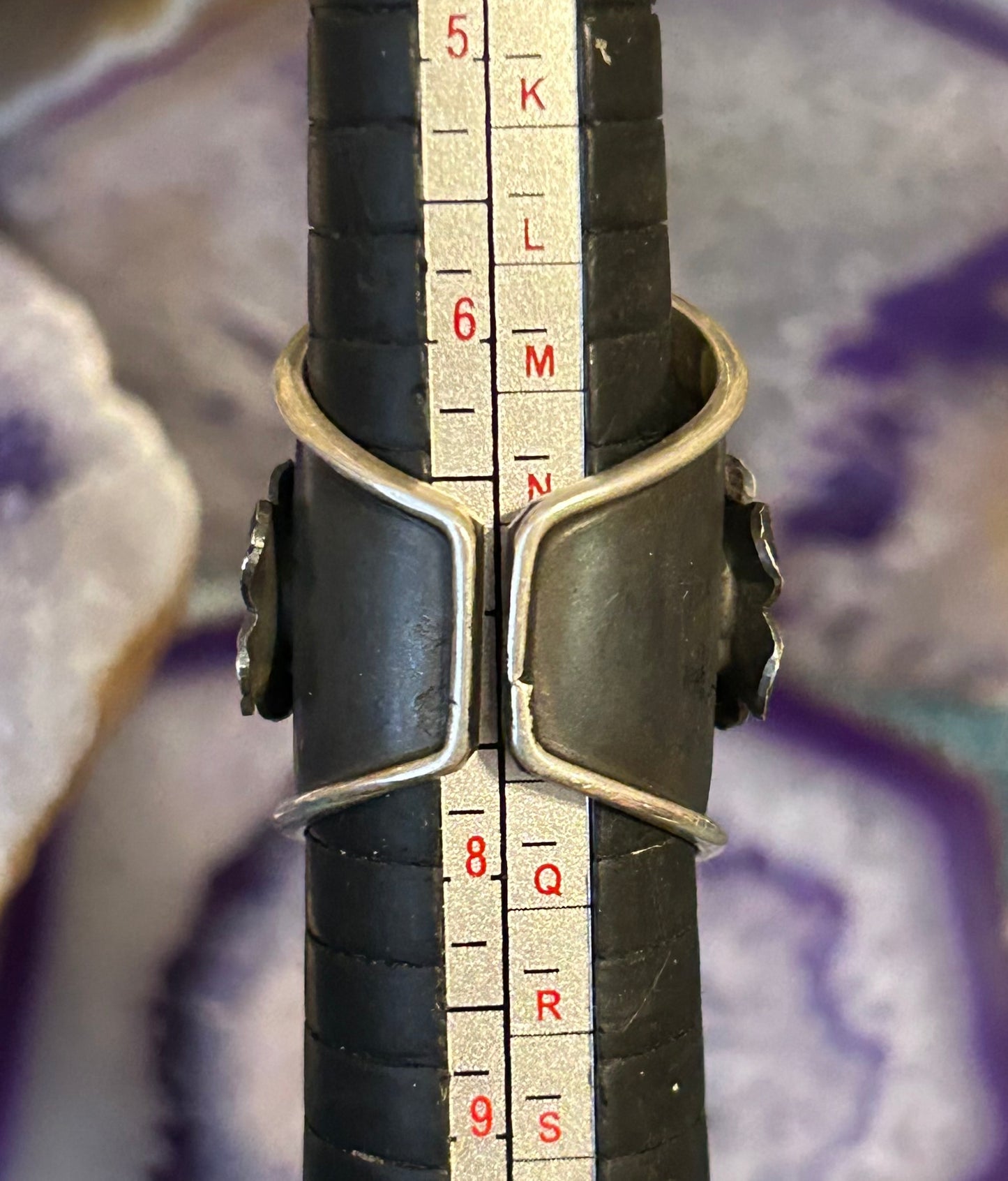 Sterling Silver Taxco Mexico Spiny Oyster & Flowers Wide Band Statement Sz 7-9