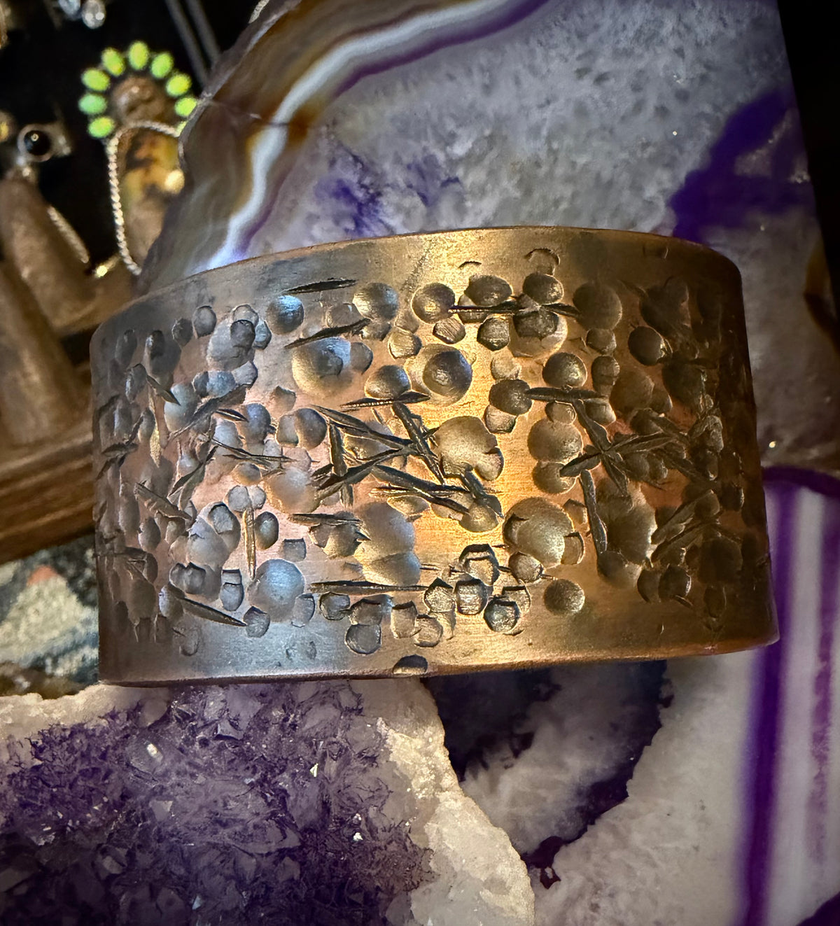 Handmade Brutalist Hammered Pure Copper Oxidized Cuff Bracelet by Mark
