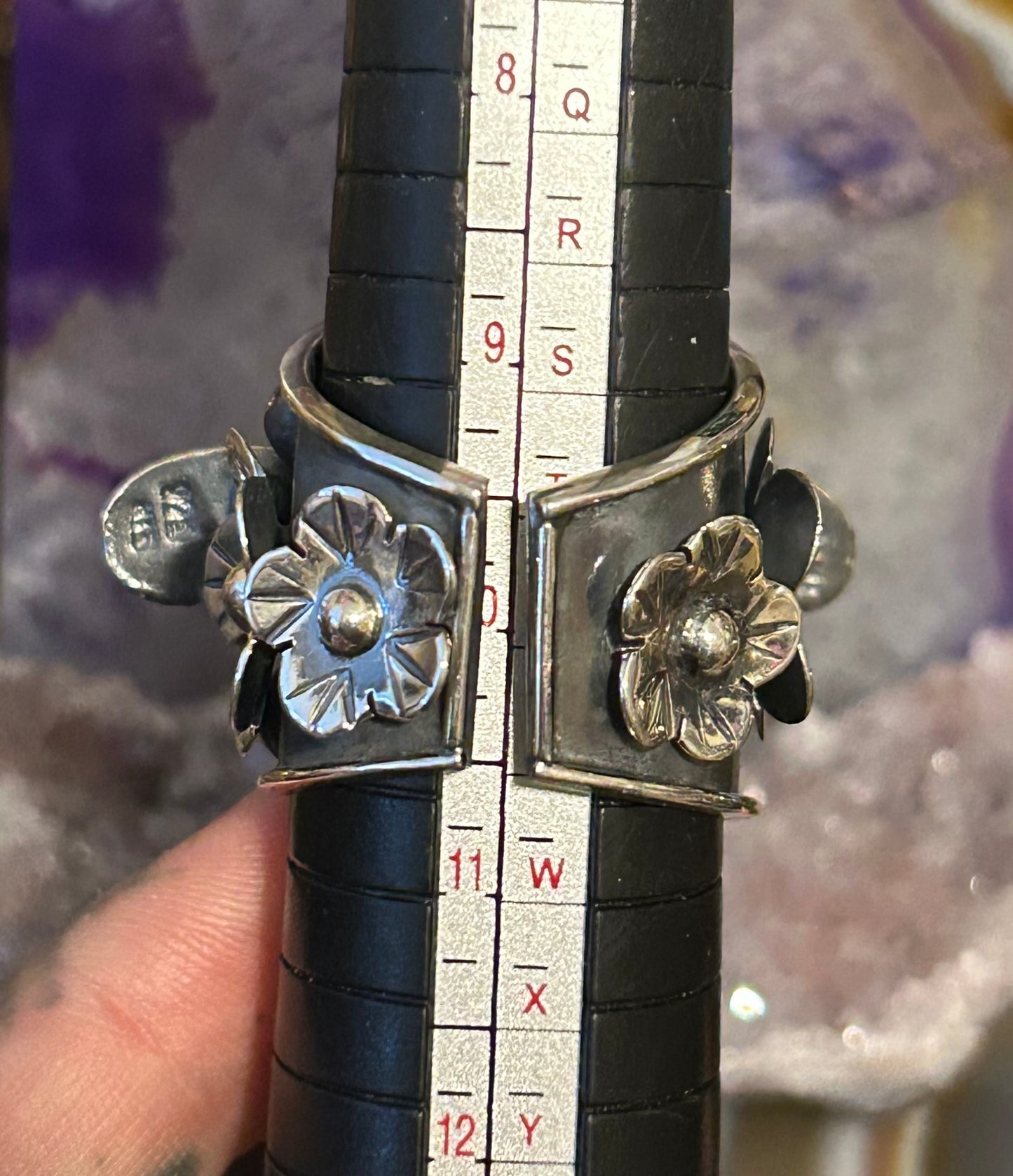 Sterling Silver Taxco Mexico Statement Bee & Floral Ring Size 8-10