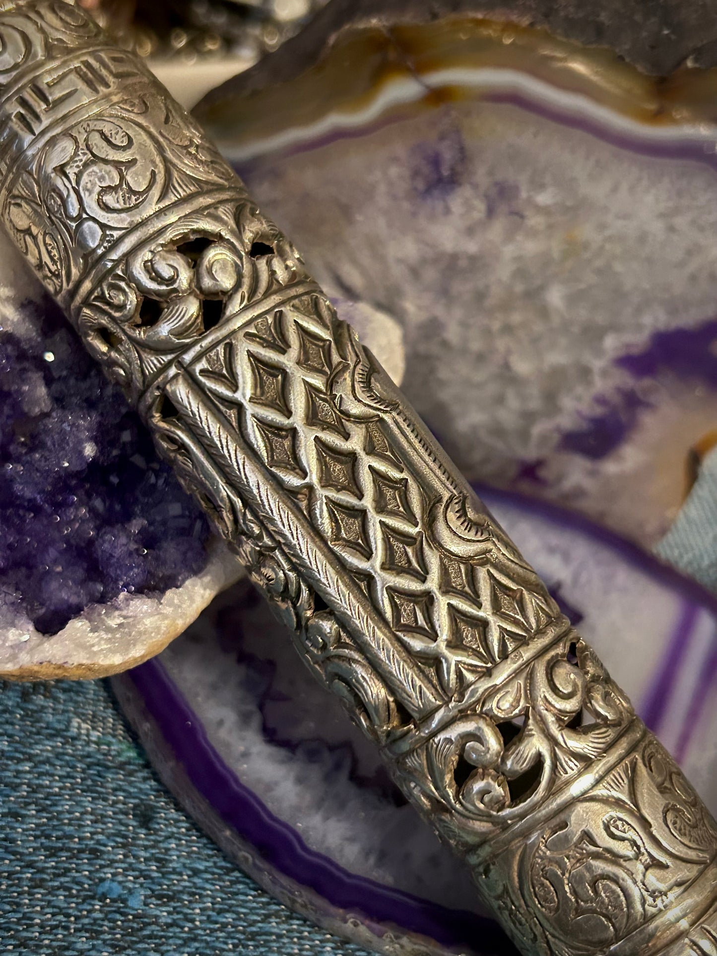 Vintage Sterling Silver Mezuzah Scroll Case