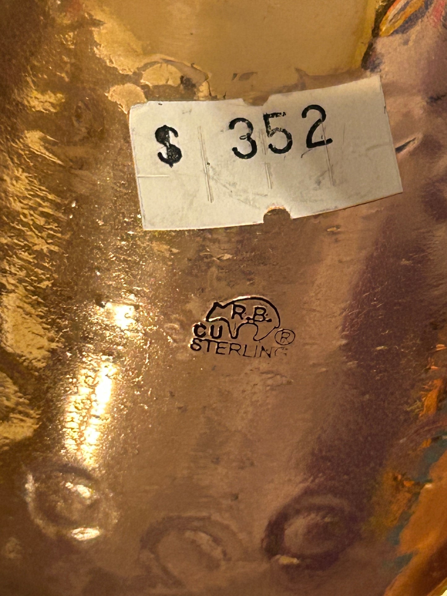 Running Bear Native American Copper & Sterling Silver Gecko/Lizard Cuff Bracelet