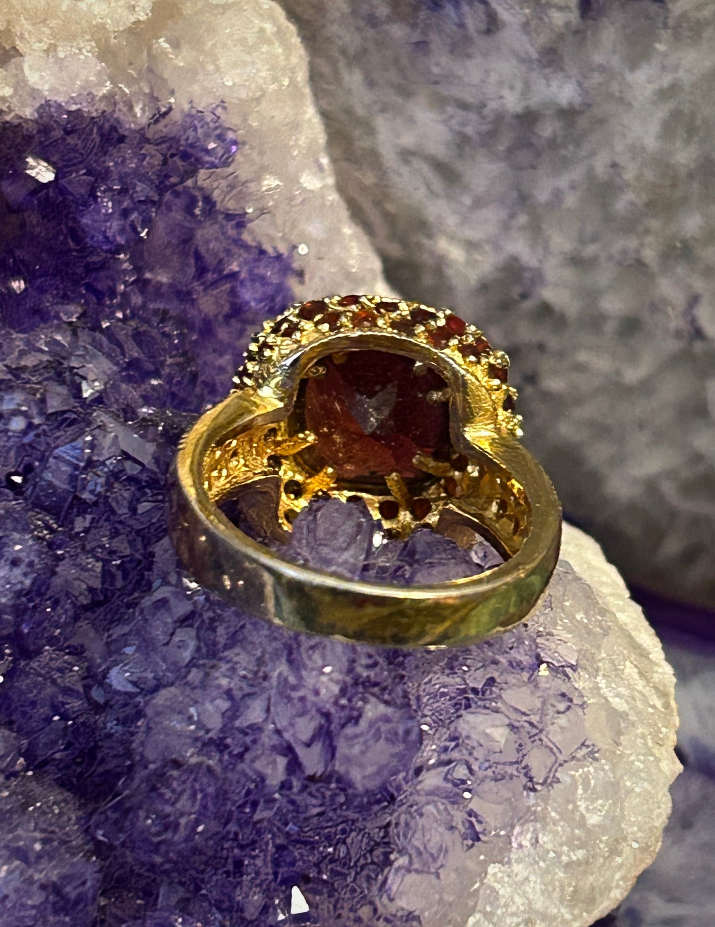 Vintage Gold Vermeil Over Sterling Silver Byzantine Style Ring • Size 8