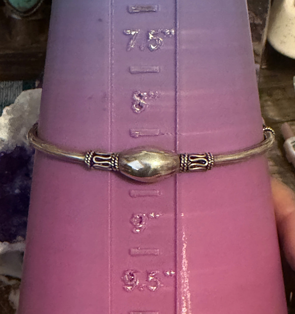 Vintage Estate Sterling Silver Bali Style Bangle Bracelet