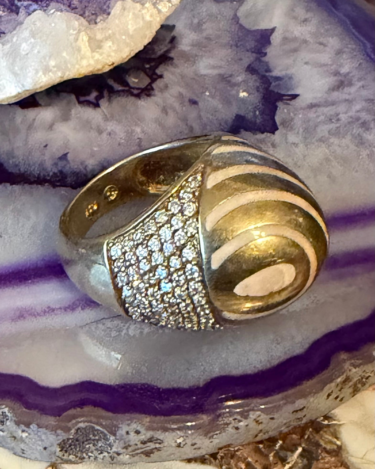 Vintage Estate Gold Over Sterling Silver Abstract Ring • Size 5
