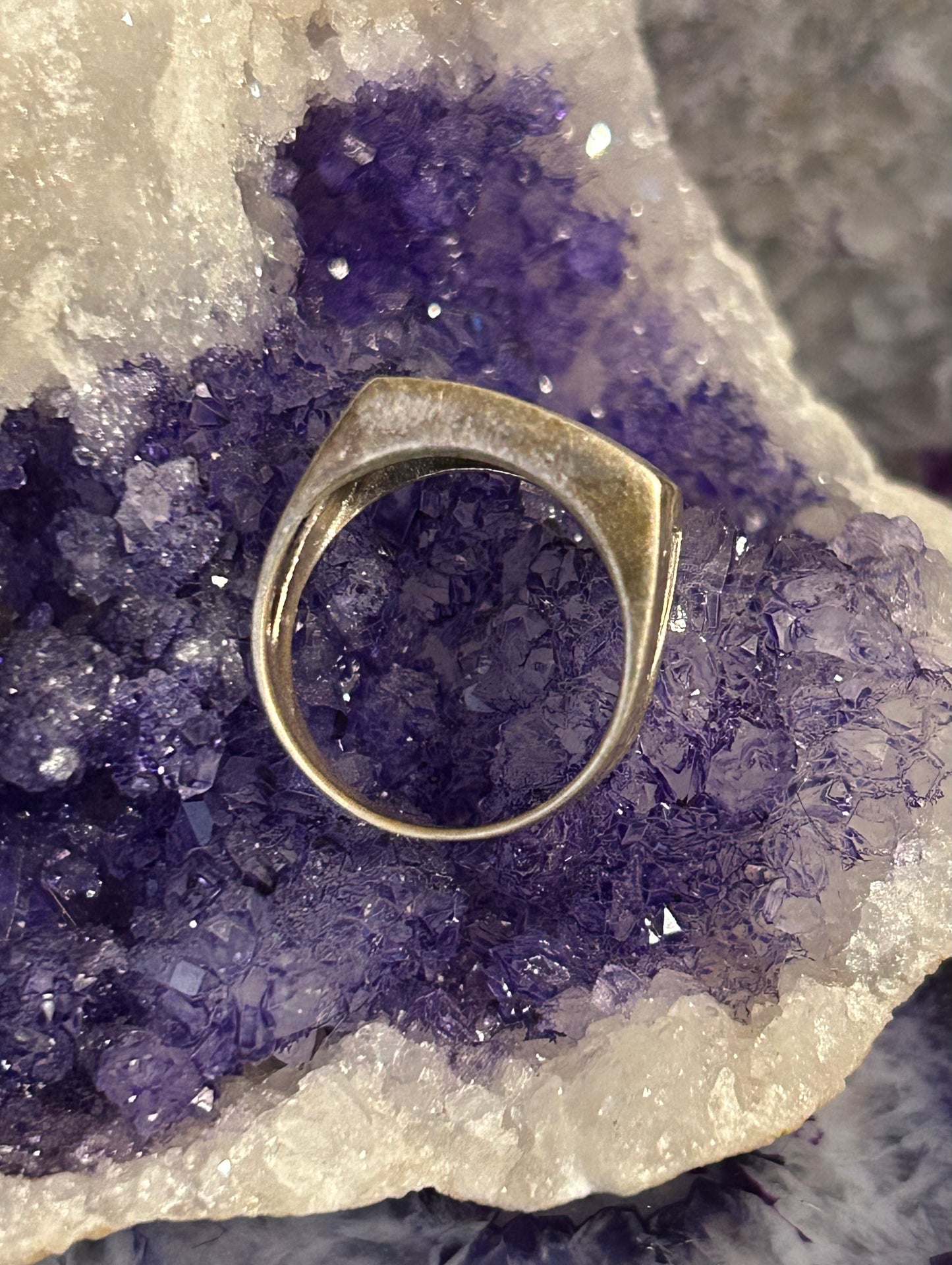 Vintage Sterling Silver Abalone & Mother Of Pearl Inlay Ring Size 8