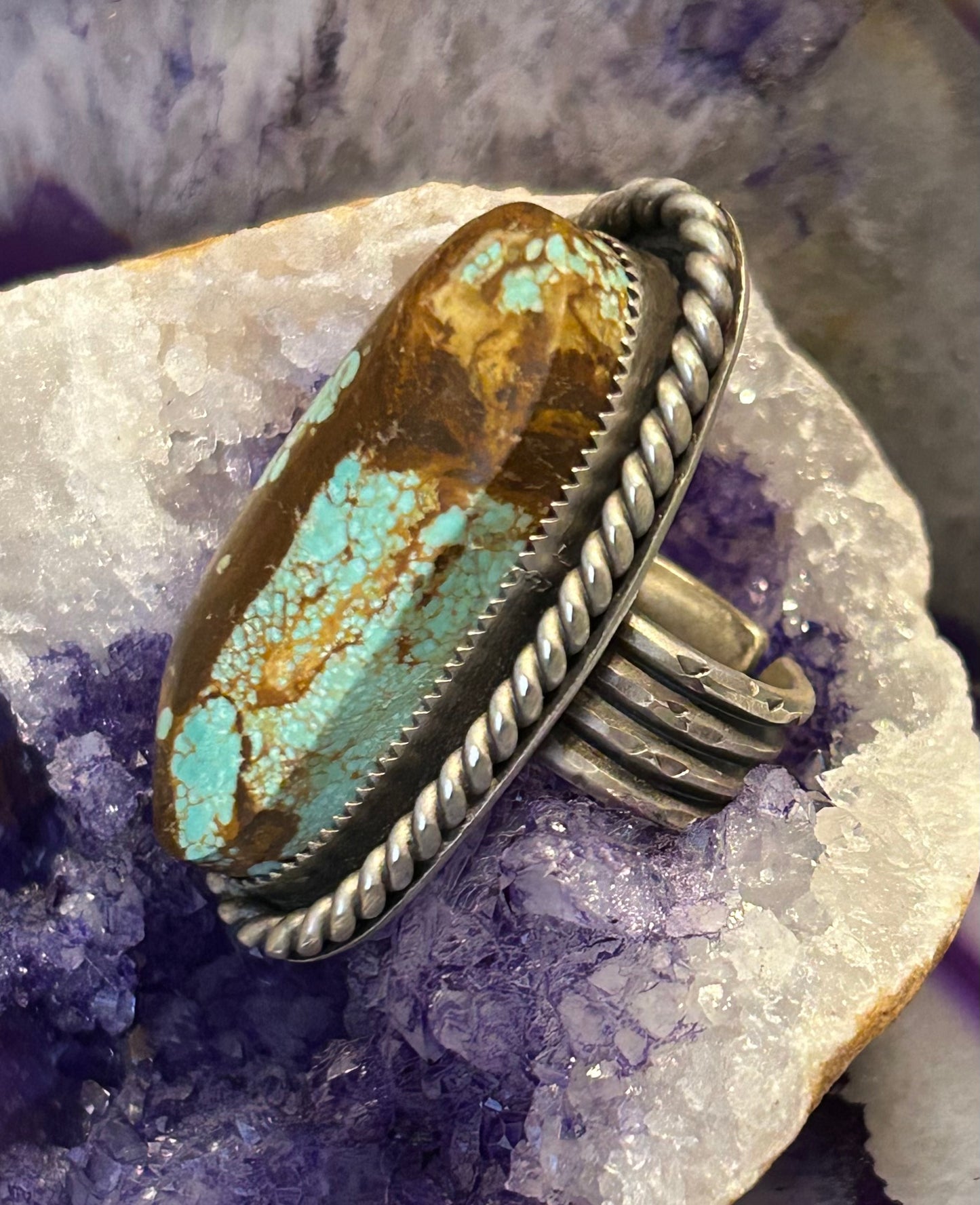 GUZ LOVE NO.91 • Huge Number8 Mine Turquoise & Sterling Silver Ring • Size 7-8