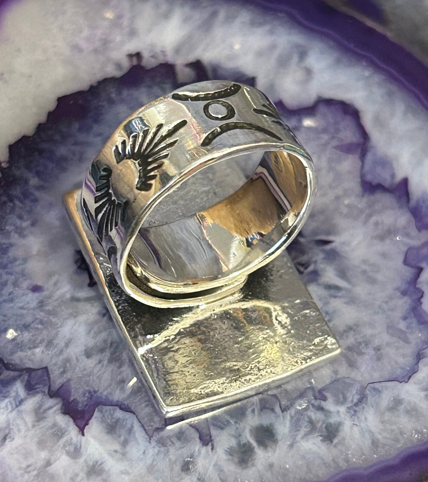 Sterling Silver Modern Taxco Mexico “LA MANO” Skeleton Hand Card Ring