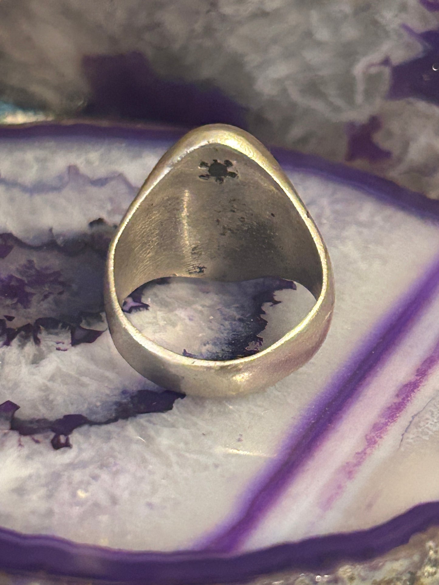 Vintage Sterling Silver Native American Bear Chunky 2-tone Ring Sz 8