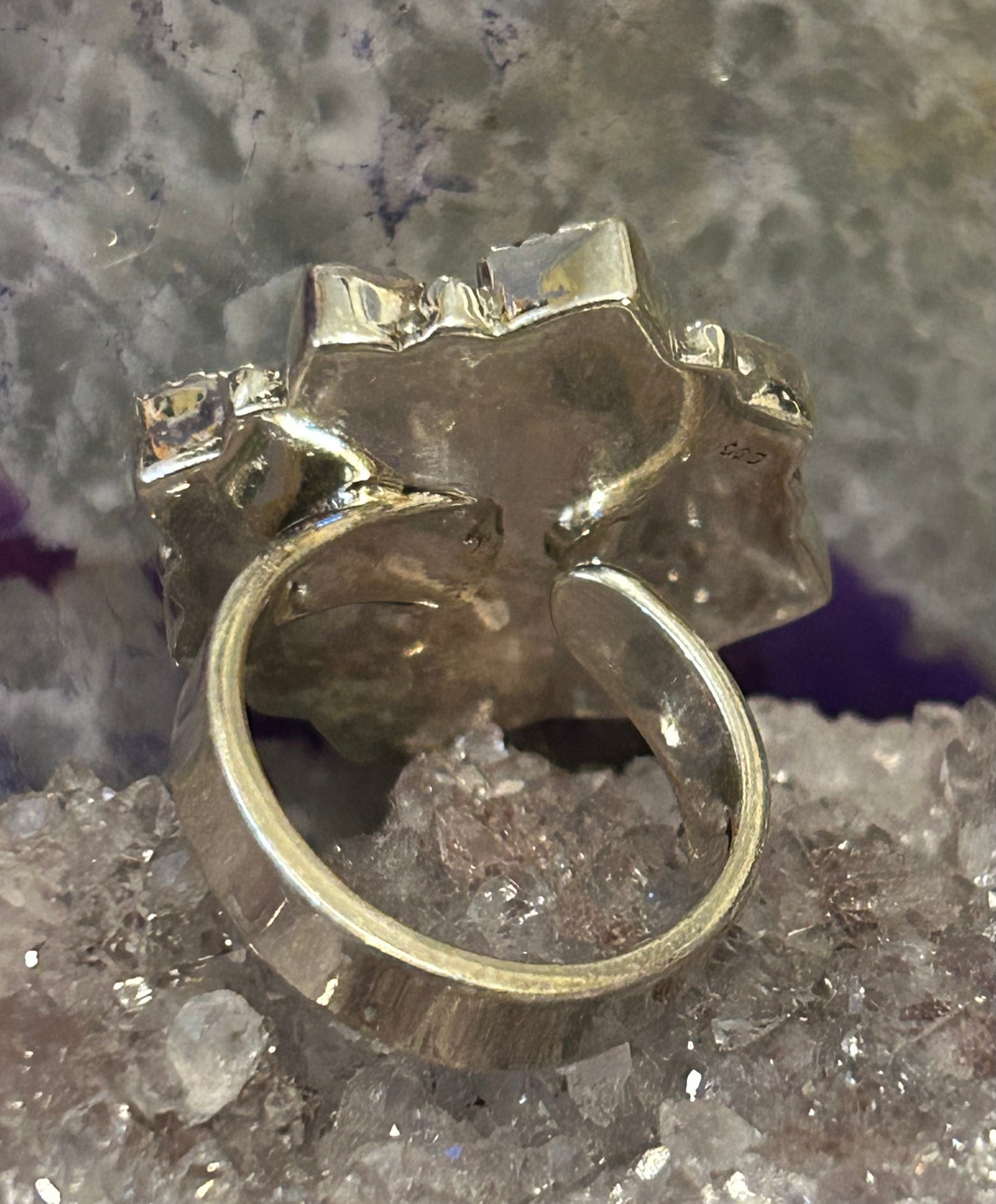 Sterling Silver Southwestern Turquoise & White Buffalo Ring Adjustable