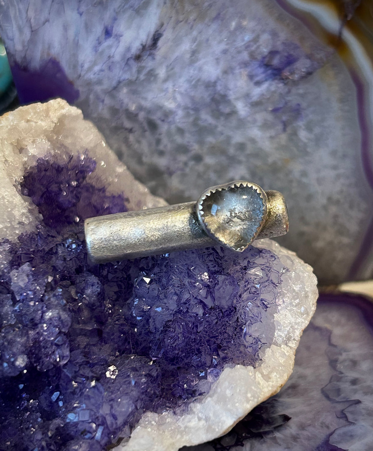 GUZ LOVE NO.115 • Sterling Silver Sculptural Heart Quartz Ring Size 7