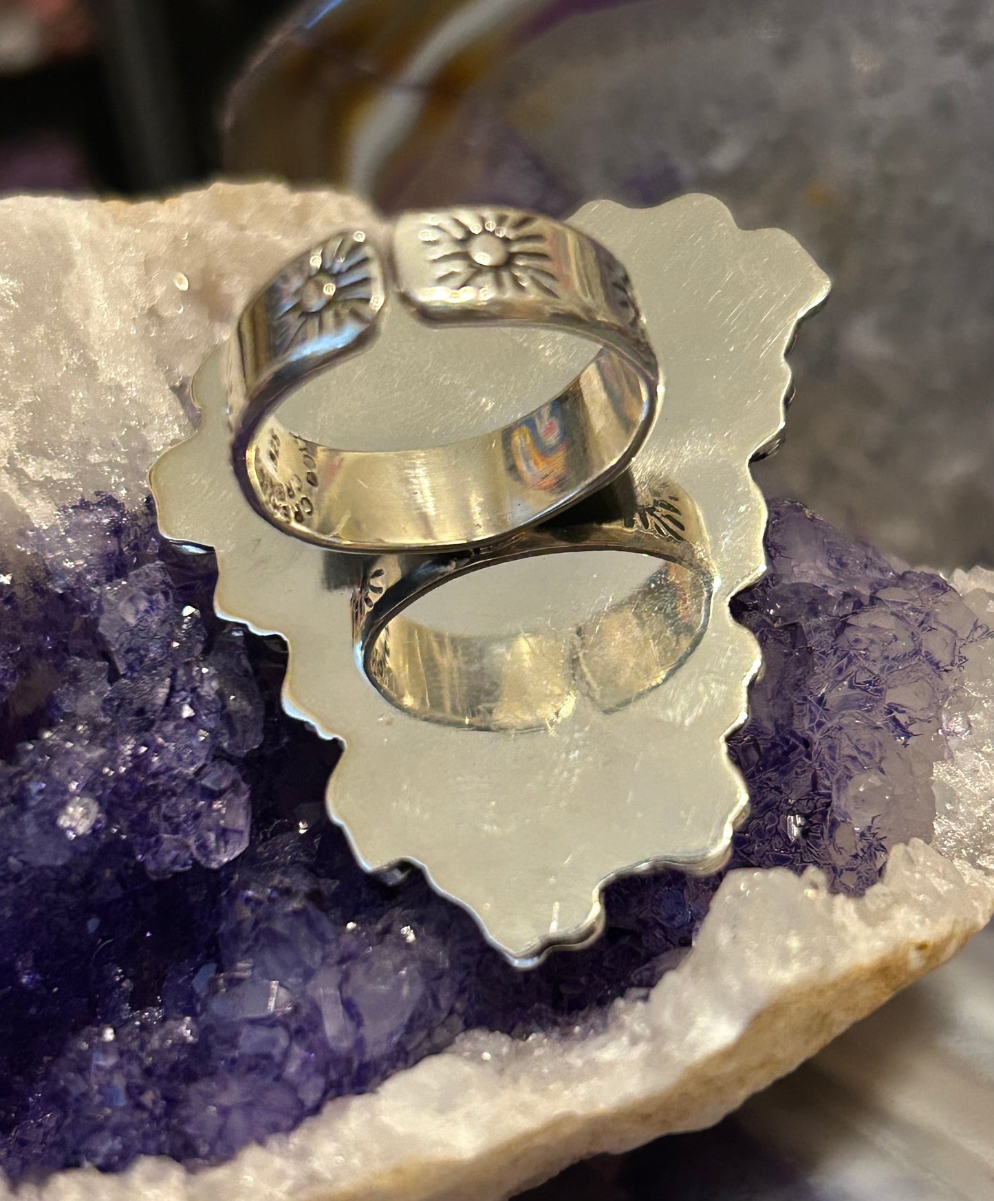 Sterling Silver Taxco Mexico Bull Longhorn Skull Flower Ring Size 7-8.5