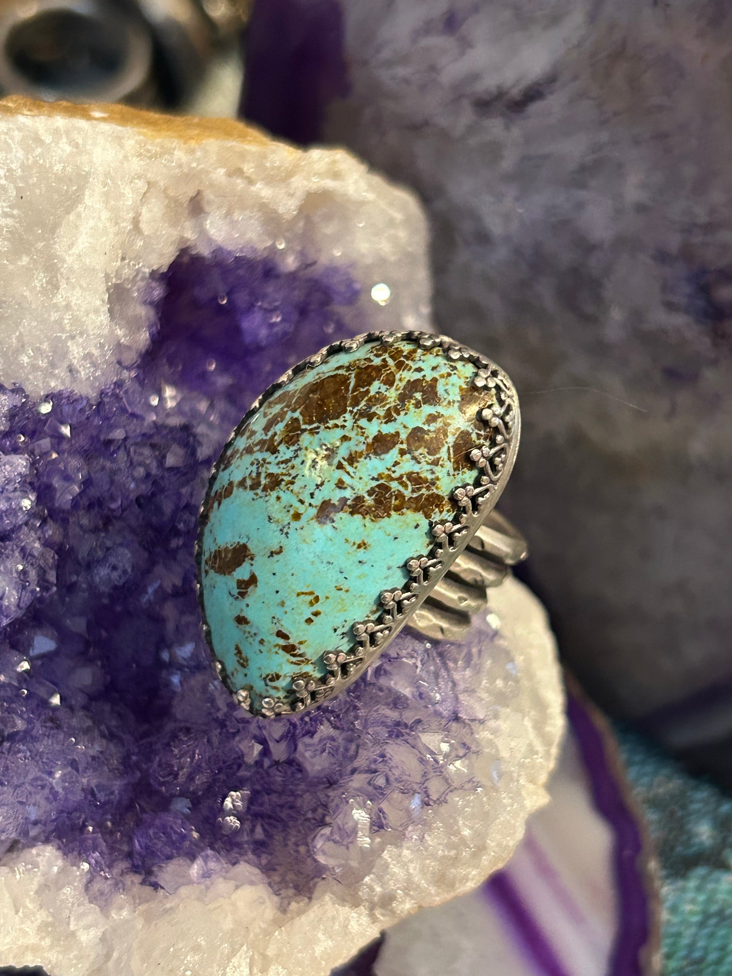 GUZ LOVE NO.90 • Large Turquoise & Sterling Ring Size 6-7