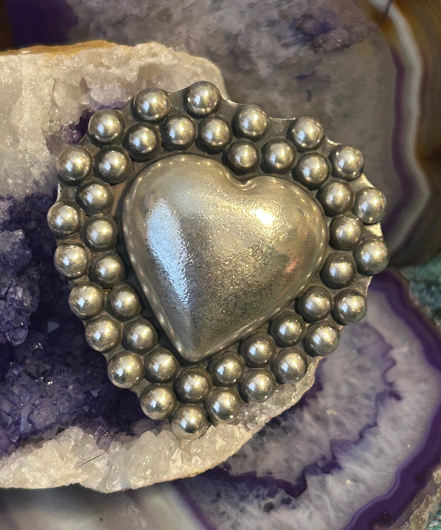 GuzFurbished Sterling Silver Statement Heart Ring • Adjustable