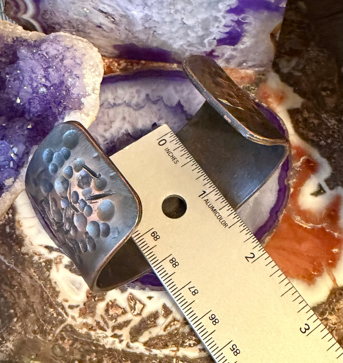 Handmade Brutalist Hammered Pure Copper Oxidized Cuff Bracelet by Mark