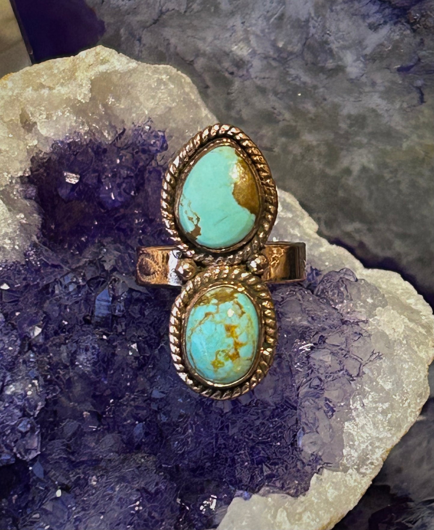 Copper & Number 8 Mine Turquoise Adjustable Ring